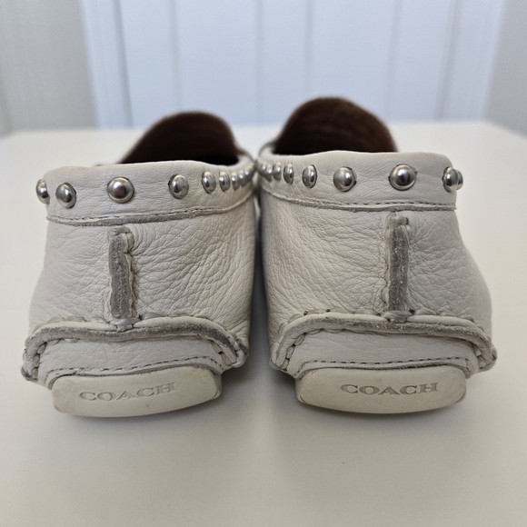 Coach Arlene Studded Moccasin‎ White Loafers Size 7 Leather Maximalist Baddie - Picture 9 of 10